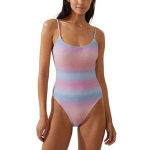 Cotton On Body Glitter Ombre Thin-Strap Scoop-Back One-Piece Swimsuit NEW size M